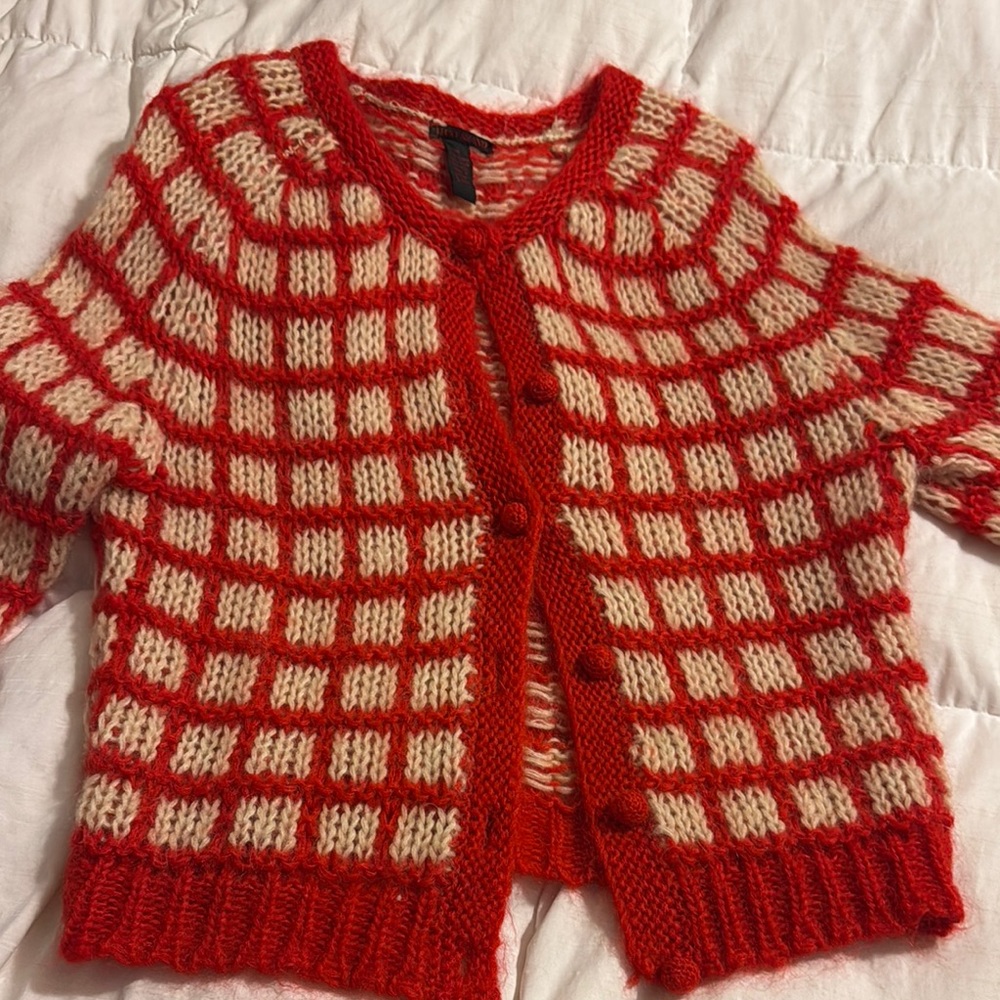 Lucky Brand Red and Cream Women's Cardigan